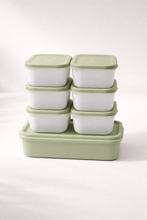 Hermia Juego de cajas de almacenamiento BU0049, 7 piezas, Verde